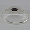 Natural Purple Copper Turquoise Gemstone & 925 Sterling Solid Silver Unique Round Bangle